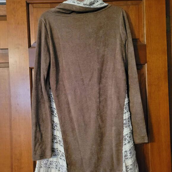 Women's Size Large Altar'd State Sweater Dress or Tunic Brown Lace - Picture 5 of 6